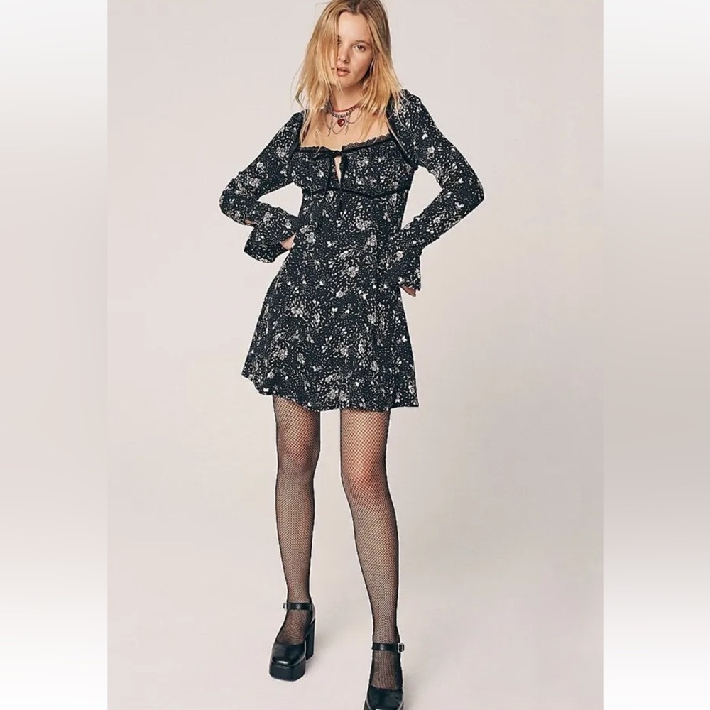 Free People Tess Mini Dress color black and cream size‎ XS